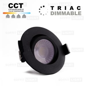 Dimmable 6W LED Soffit Light - Black, Adjustable CCT IP20/65